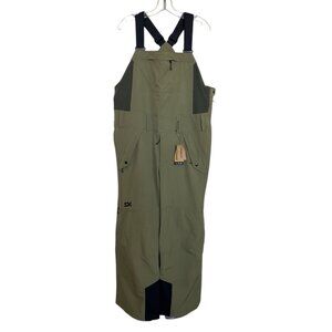 Dakine Ski Bibs Mens Size Medium Green Scout Bib Pants Pockets Snowboarding
